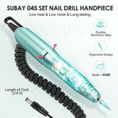 SUBAY acrylic nail file at 20000rpm for efficient shaping.