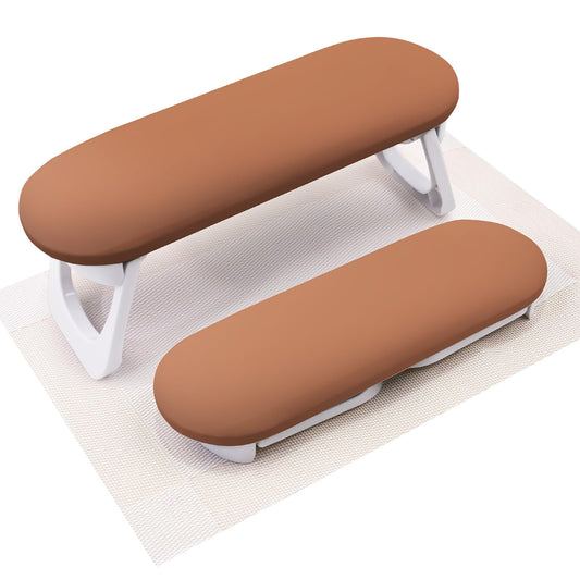 SUBAY arm rest for nails tech foldable PU leather, ergonomic manicure support.