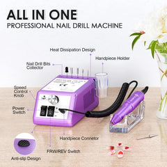 Subay nail drill machine in purple, front view, stable performance for salons.