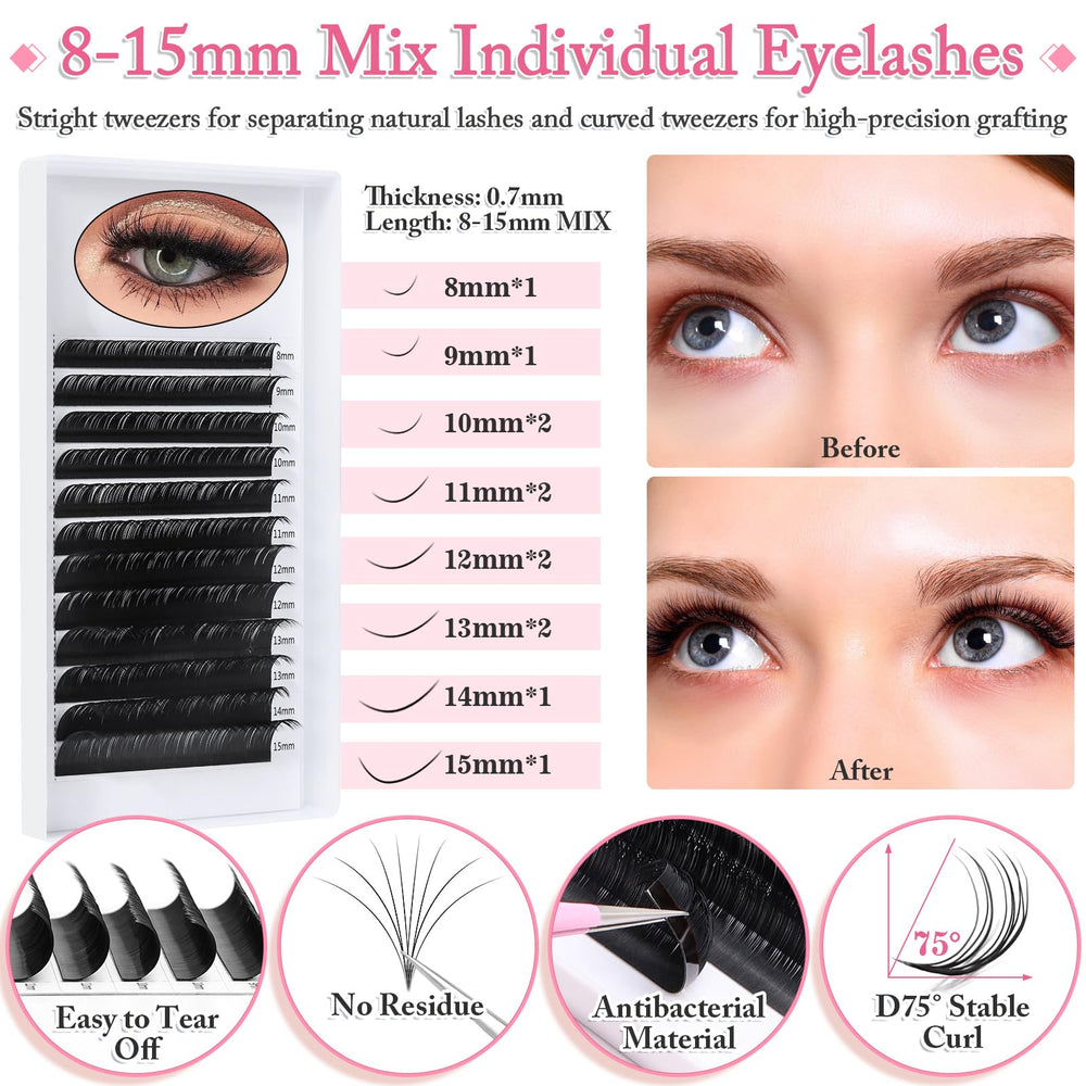 Sublaga angled lash tweezers help accurate isolation and grafting during sets.
