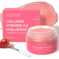 SUDAJI Collagen Lip Mask jar close-up highlighting hydration for overnight use