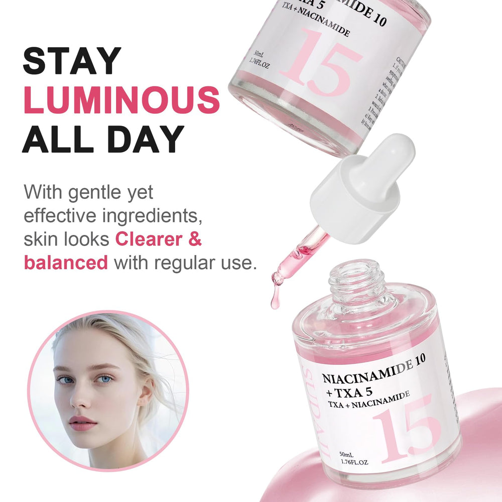 SUDAJI TXA Niacinamide serum delivers hydration with hyaluronic acid for daily comfort.