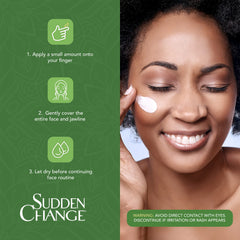 Sudden Change Cream Jar close-up signals premium texture for daily use.
