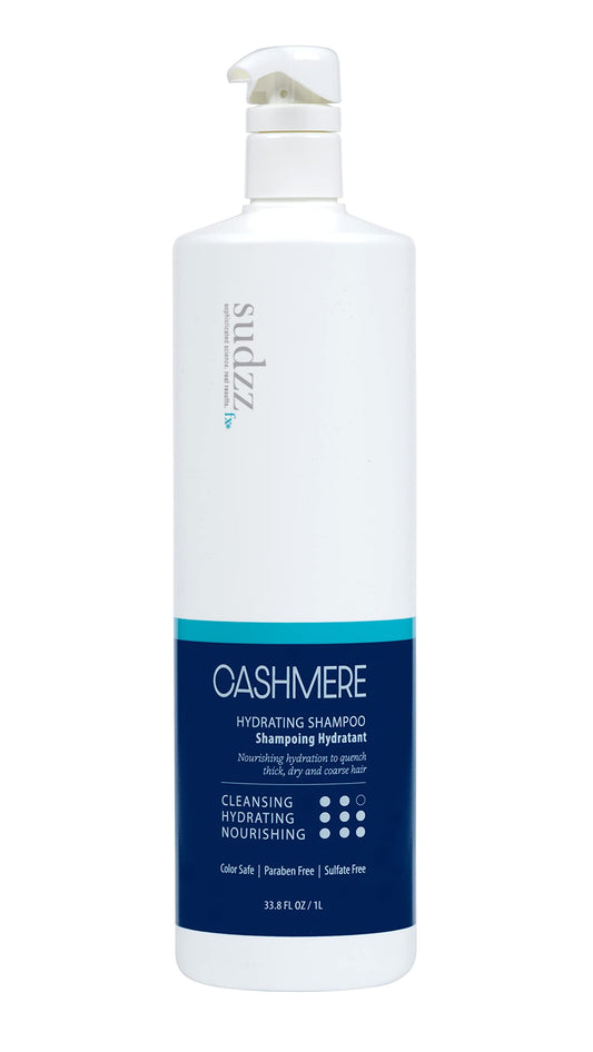 SUDZZFX Cashmere Hydrating Shampoo bottle highlights rich moisture for dry hair