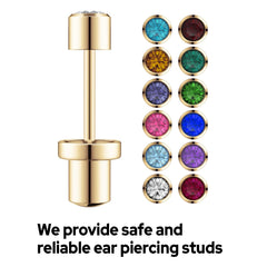 SugarTang birthstone ear piercing kit adds meaningful color for young wearers.