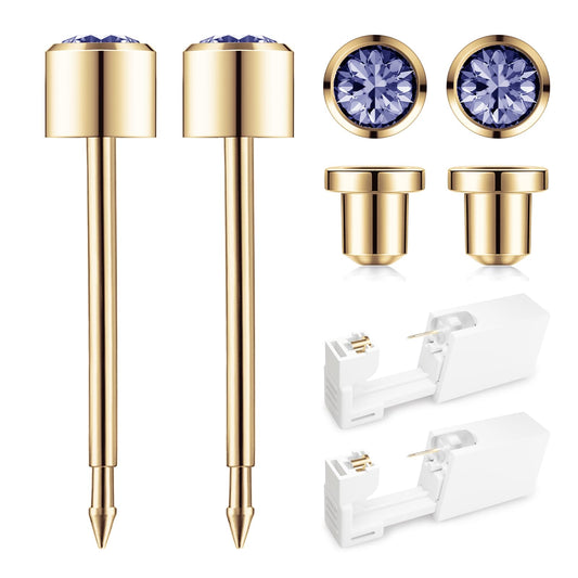 SugarTang gold 4mm ear piercing kit with safe back for precise lobe piercings.