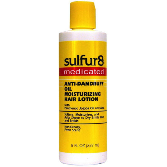 Sulfur-8 Oil Moisturizing Lotion bottle front view; deep hydration for smoother skin.