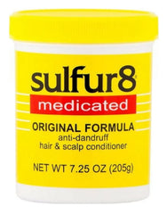 Three-pack display of Sulfur8 Anti-Dandruff Conditioner for family use.