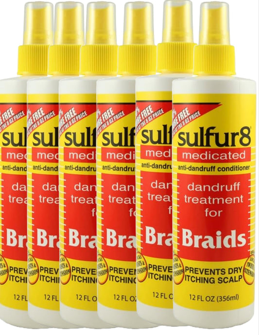 Sulfur8 braids spray bottle ready for scalp care and smoother braids.