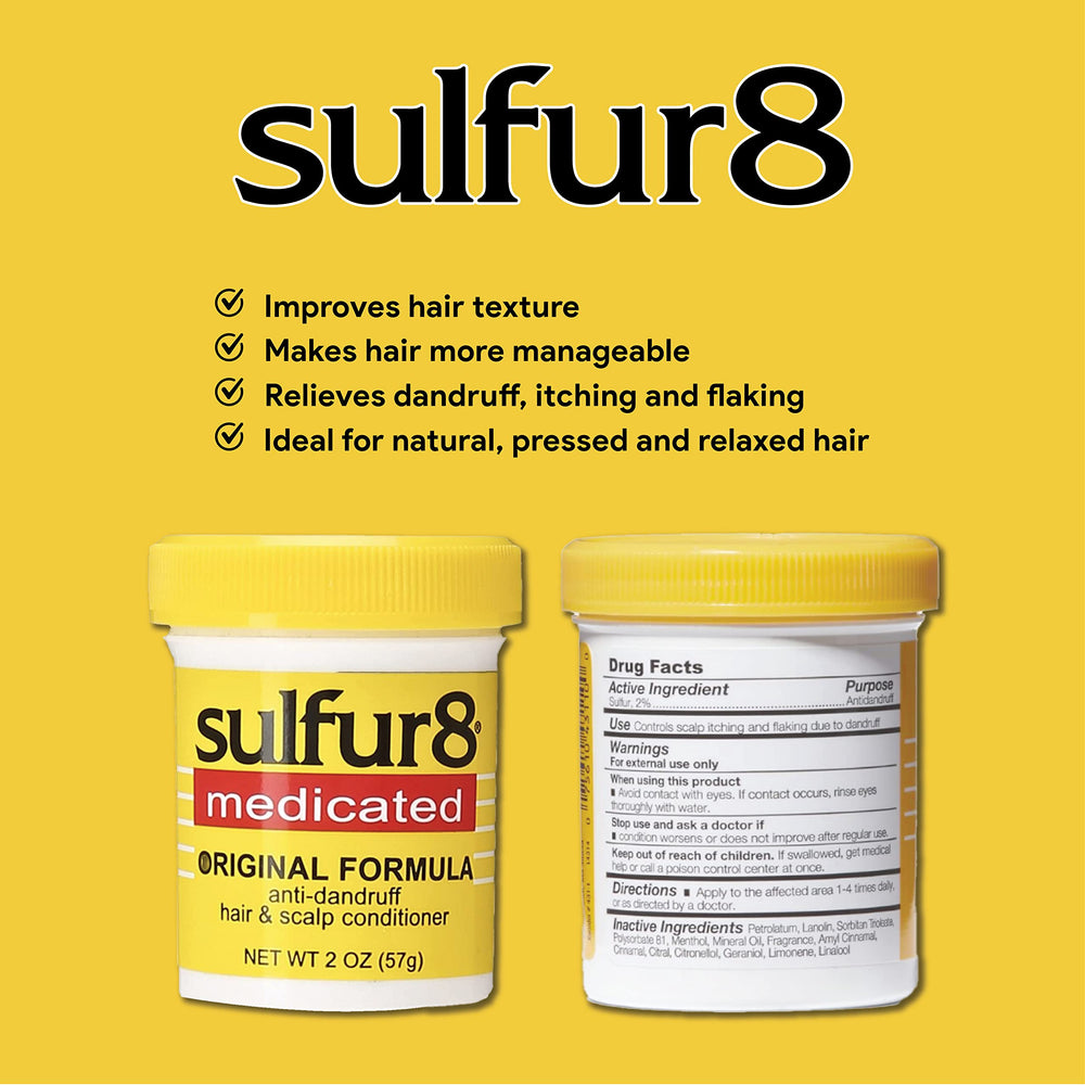 SULFUR8 conditioner application on scalp relieves itch while softening textured hair