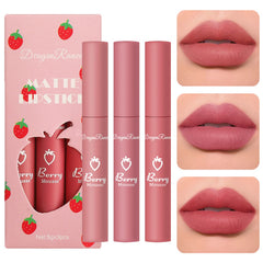 Sulily Pcs matte lipstick swatch on lips for bold red color.
