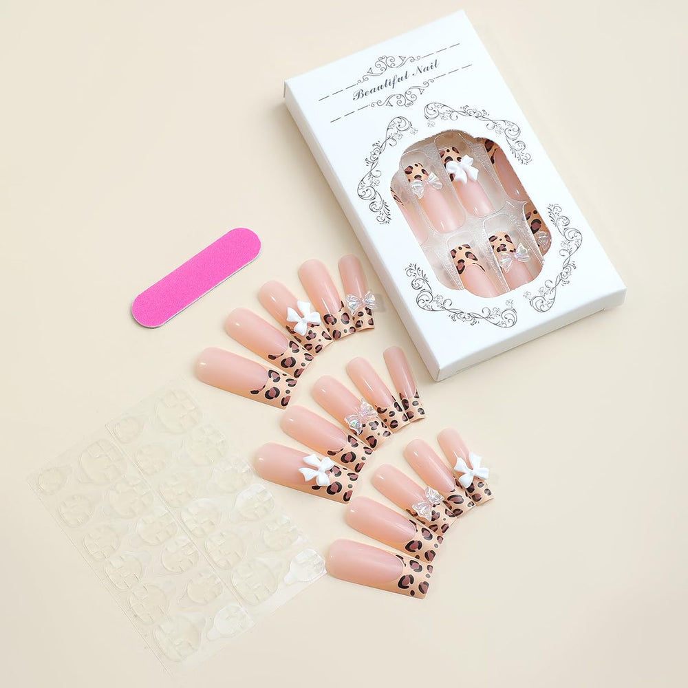 SUMINGGO full-cover nails with 24 sizes and included file for precise fit and length.