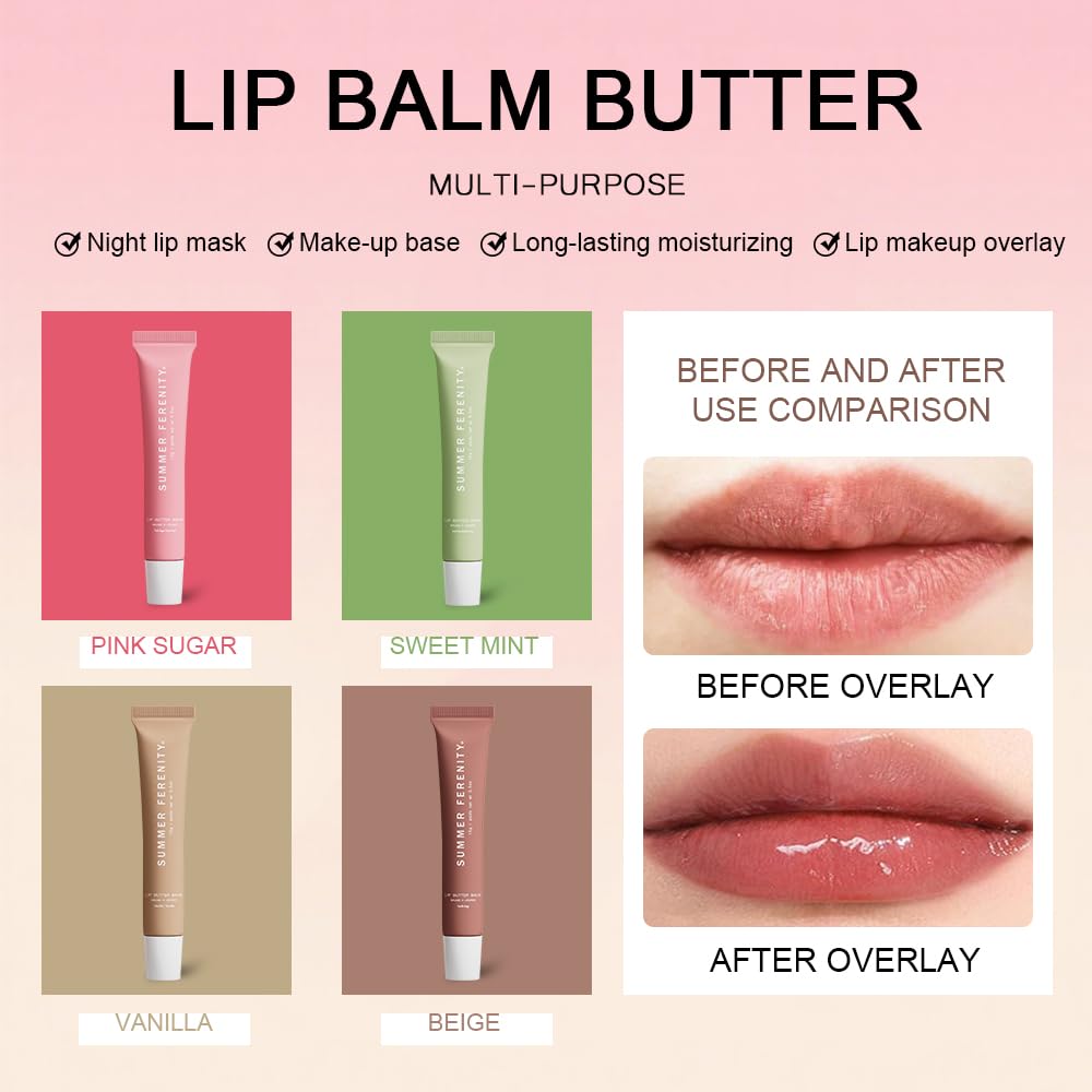 Summer Ferenity lip butter balm packaging on display.