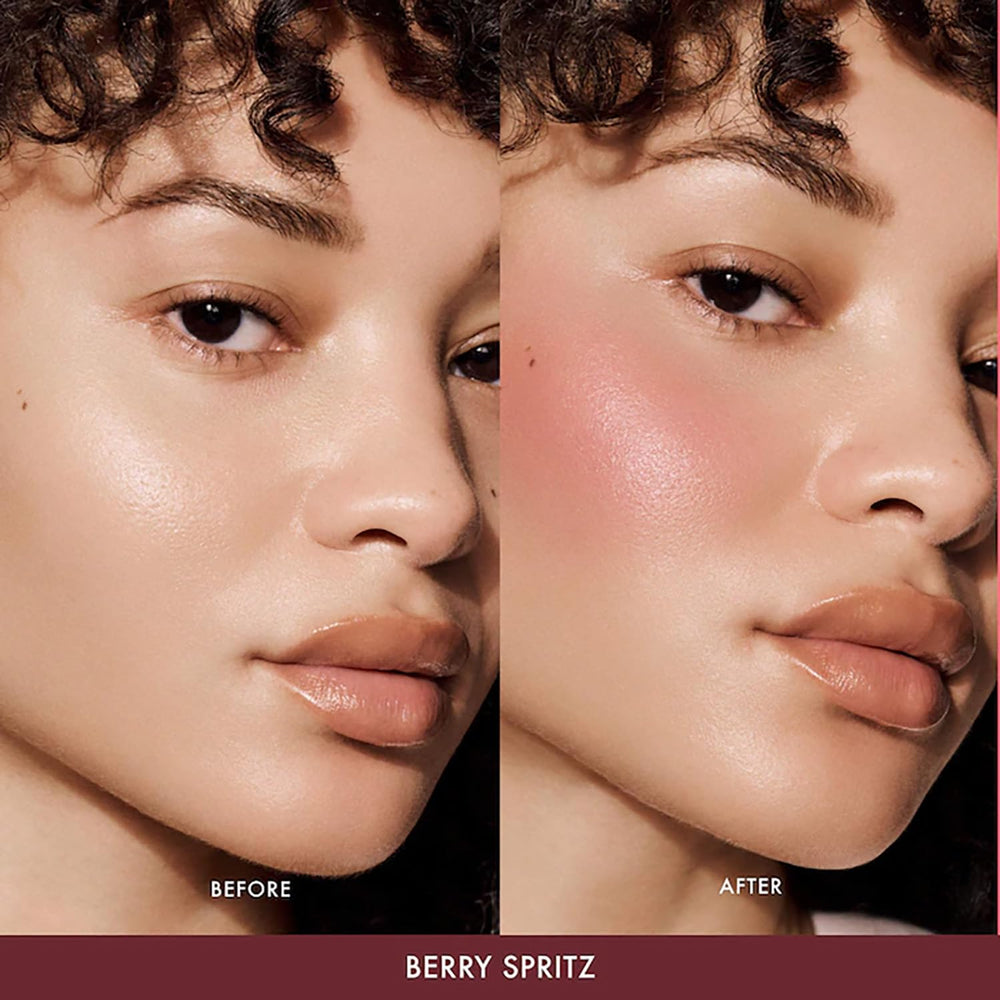 Summer Fridays Blush Butter Balm Berry Spritz creamy texture swatch on skin suggesting nourishing hydration.