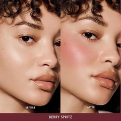 Summer Fridays Blush Butter Balm Berry Spritz creamy texture swatch on skin suggesting nourishing hydration.