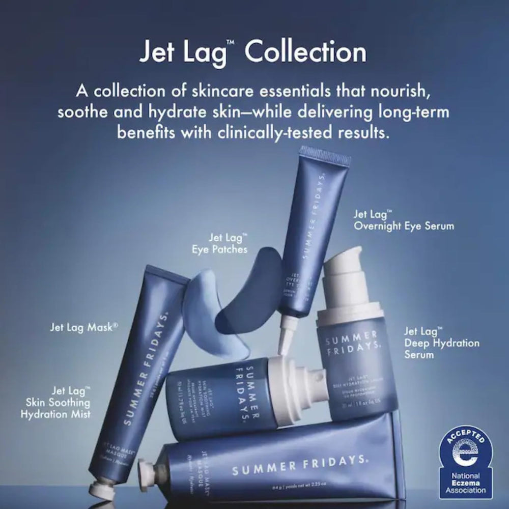 Fragrance-free Summer Fridays Jet Lag Serum label on clean packaging