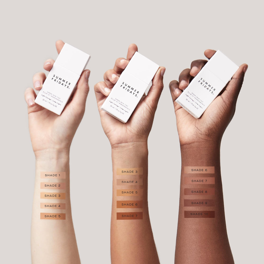 Summer Fridays Sheer Skin Tint blended on moisturized skin for seamless daytime wear.