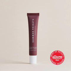 Summer Fridays Tinted Lip Butter Balm Brown Sugar tube on display with sheer tint.