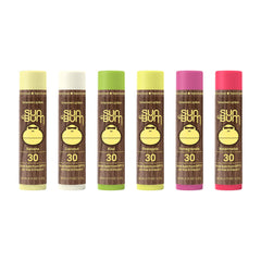 Sun Bum lip balm SPF 30 stick packaging, smooth hydration for sunny days.