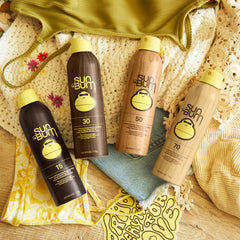 Graphic on Sun Bum packaging shows broad spectrum UVA/UVB protection