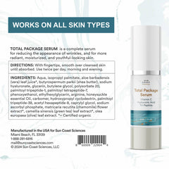 Sun Coast Sciences Total Package Serum before and after contrast shows texture improvement.