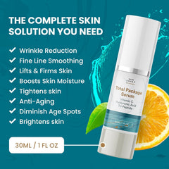 Total Package Serum texture close-up highlighting smooth, fast-absorbing hydration