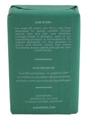 Sunaroma soap bar shows rich lather highlighting natural ingredients.