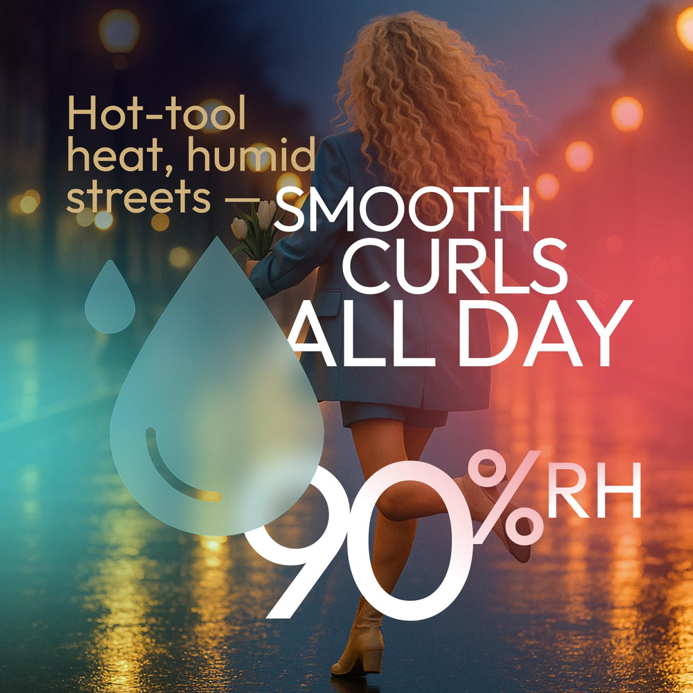 SUNATORIA Curl Cream on hair bun demonstrates easy styling and bounce