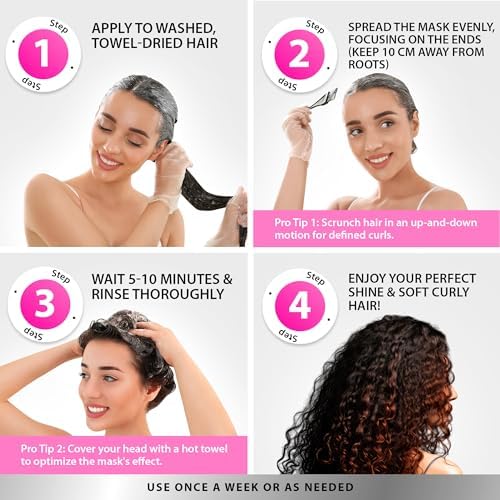 SUNATORIA Curly Hair Mask bottle on counter demonstrates easy daily use.