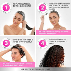 SUNATORIA Curly Hair Mask bottle on counter demonstrates easy daily use.