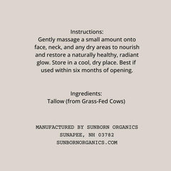Sunborn Organics face and body use on dry areas demonstrates versatile daily care.