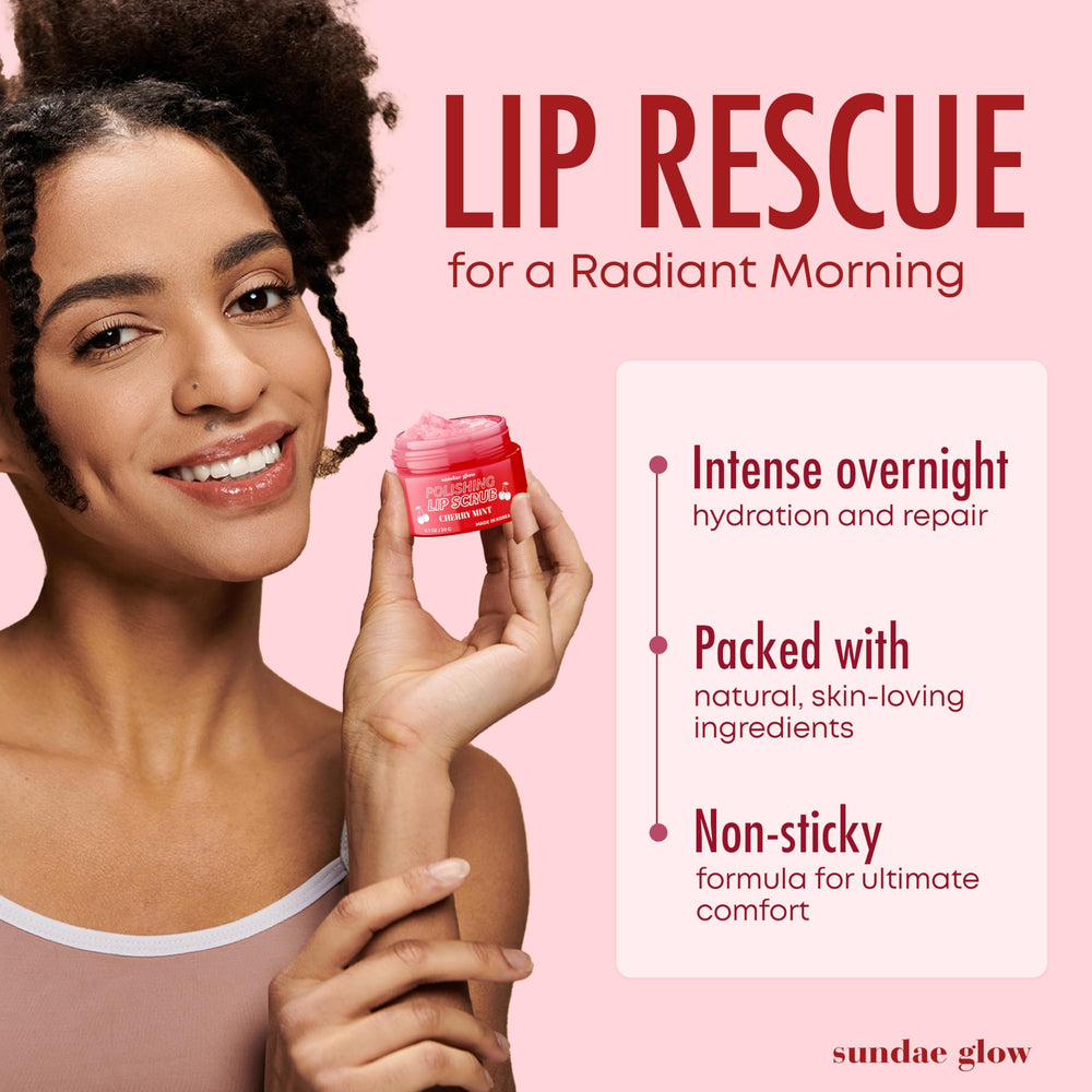 Sundae Glow lip scrub with pear for gentle exfoliation and soft lips