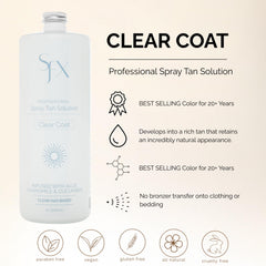 SunFX Clearcoat spray-action demonstrates even application and natural glow.