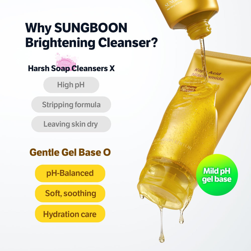 SUNGBOON EDITOR Kojic Turmeric Cleanser dispensing pump for easy cleansing.