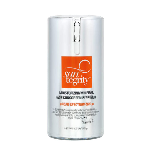 Suntegrity Moisturizing Mineral Face Sunscreen bottle front view for everyday UV protection.