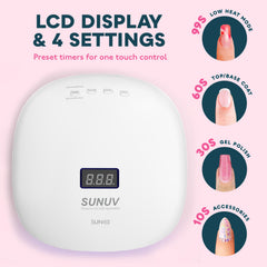 SUNUV SUN4S Pink removable base enables flexible positioning during manicures