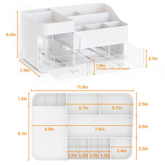 SuoXing vanity organizer with top compartments for skincare and lipstick.
