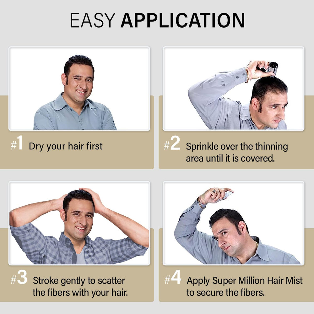Before and after effect with SMH fibers for fuller look.