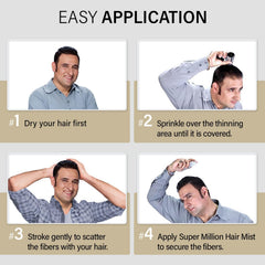 Before and after effect with SMH fibers for fuller look.