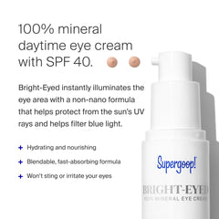 Supergoop Bright-Eyed under-eye application demonstrates soothing, hydrating use for tired eyes