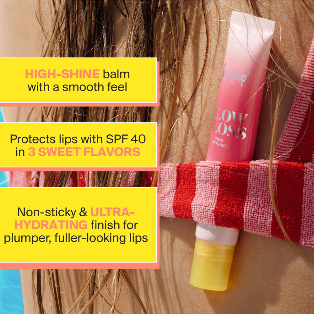Close-up of Supergoop Glow Gloss SPF 40 high-shine gloss texture