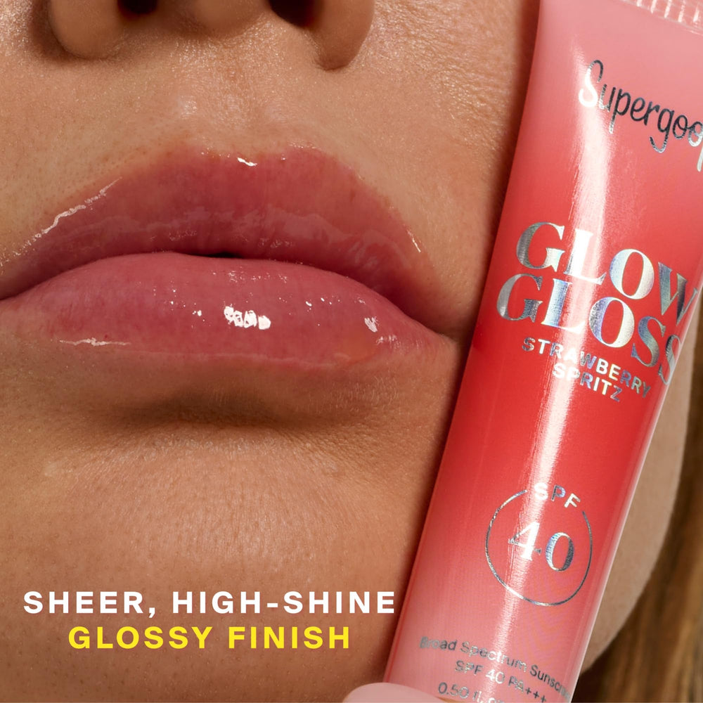 Glow Gloss SPF 40 three-flavor lineup including Strawberry Spritz