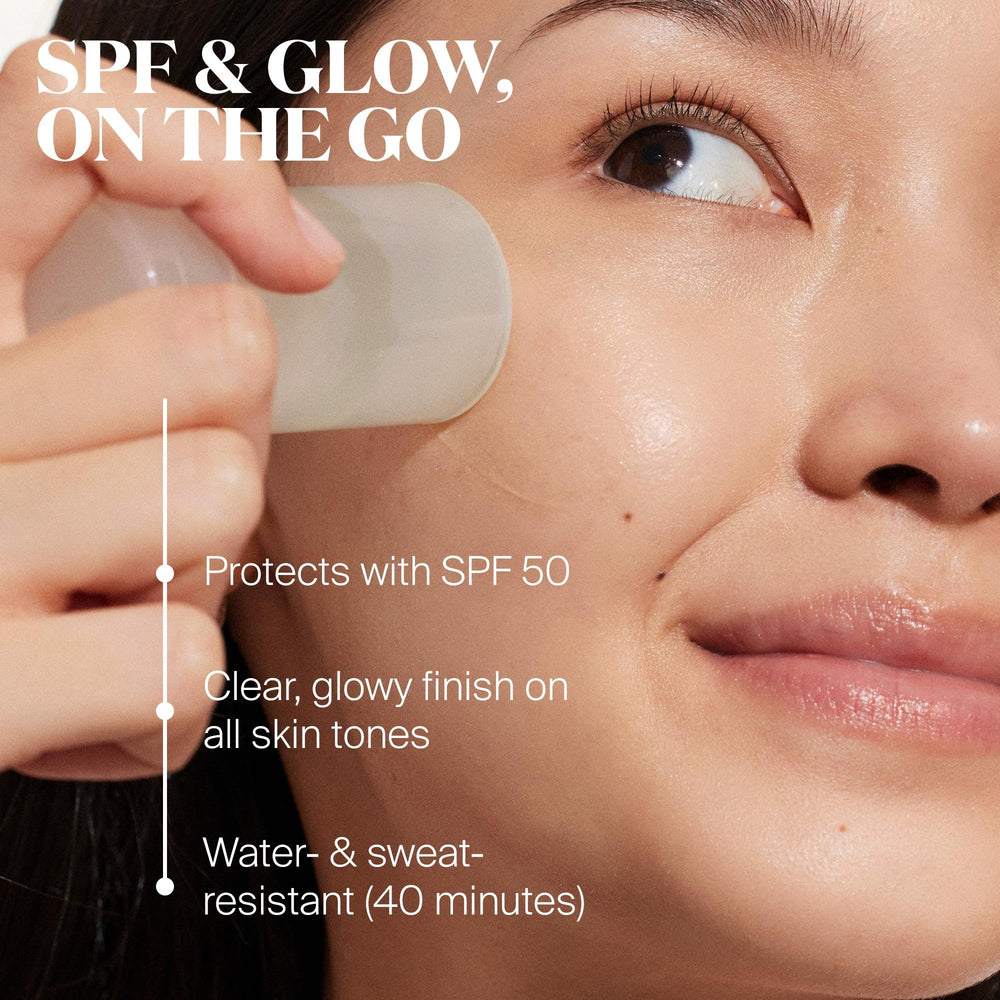 Supergoop! Glow Oil SPF 50 absorbing on skin for a glowing finish
