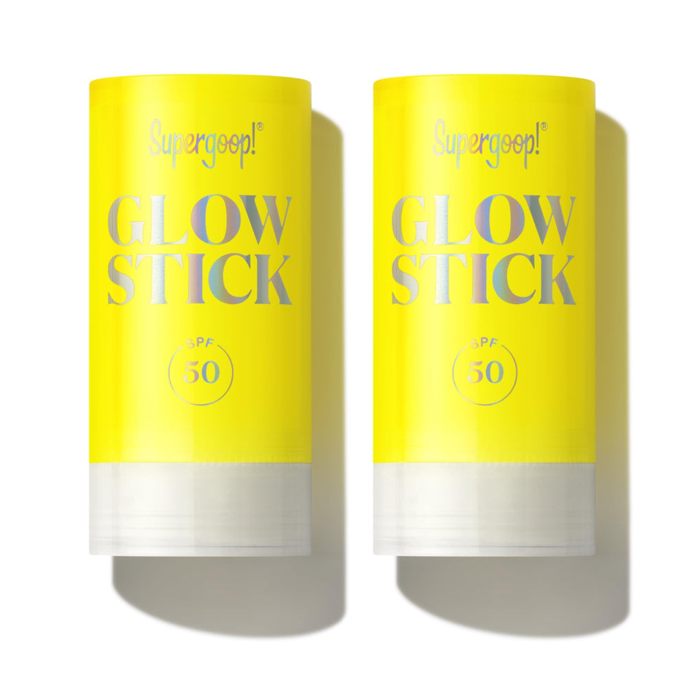 Supergoop Glow Stick on the face for a sheer, dewy finish.