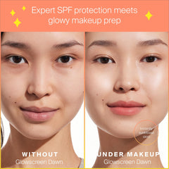 Supergoop Glowscreen Dawn hydration blend on skin demonstrates smooth texture throughout the day