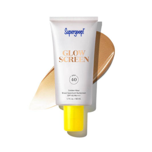 Supergoop! Glowscreen Golden Hour bottle with dewy finish and SPF 40.