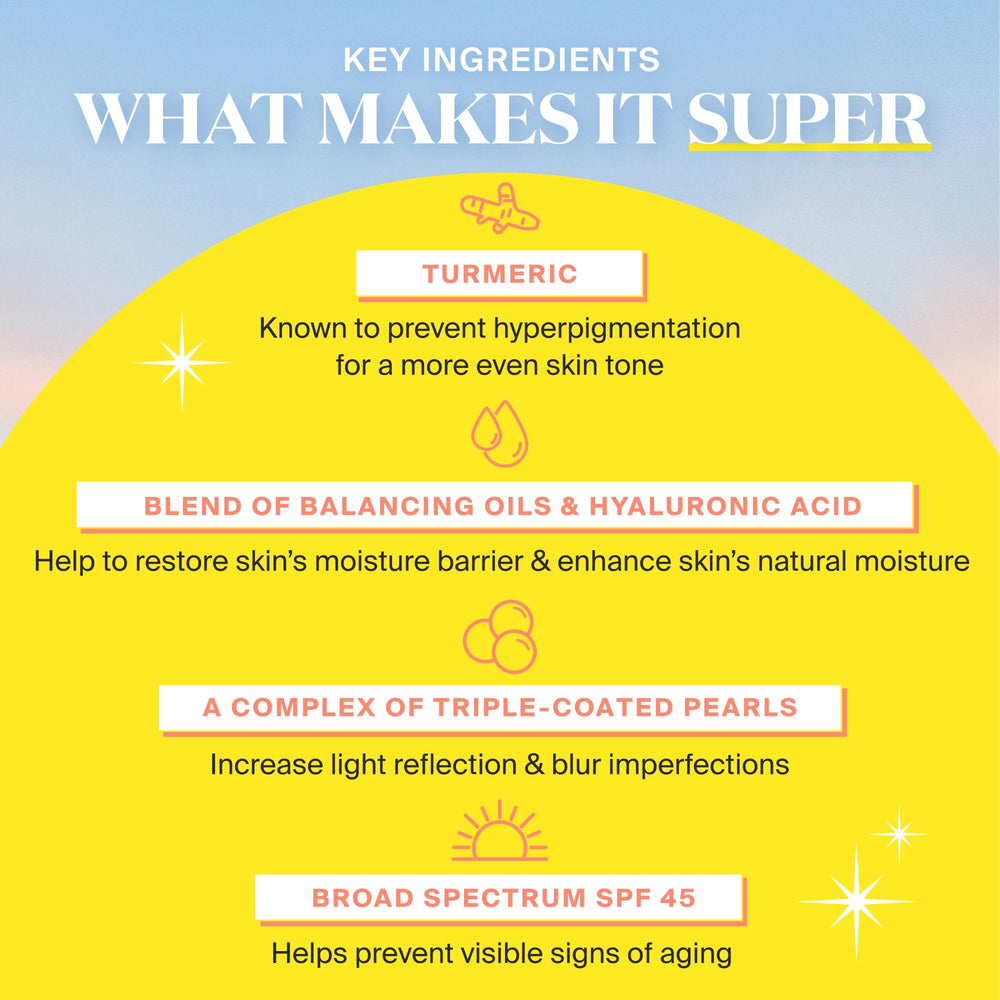 Texture close-up showing highlighter and sunscreen hybrid