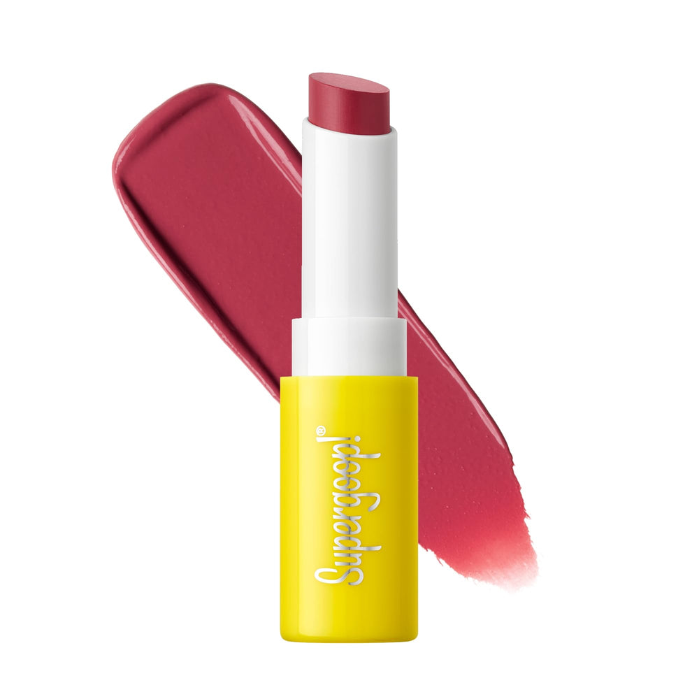 Supergoop Lipshade Hydrating Lipstick in Rose Lucky Me provides mineral SPF 30 hydration.