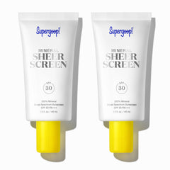 Supergoop! Mineral Sheerscreen bottle-front with SPF 30 and satin finish.