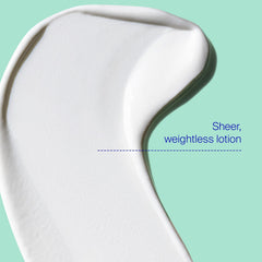 Texture swatch shows sheer, natural finish on skin.